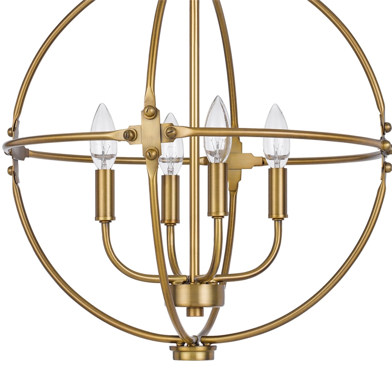 Shefy 18 Inch Chandelier-Locked Ring Candelabra Design-Brass Metal