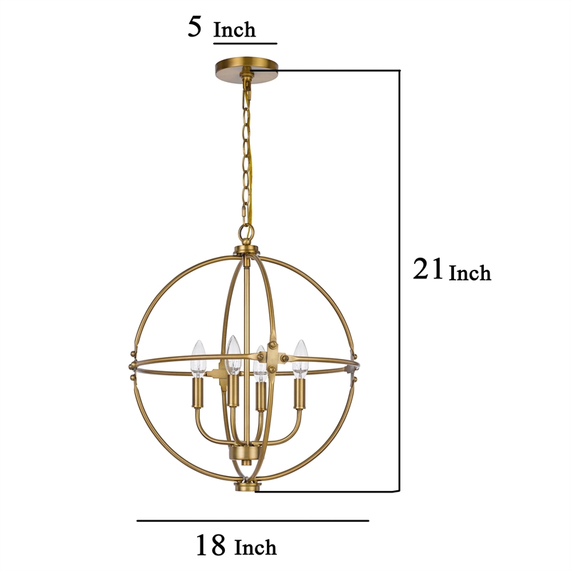 Shefy 18 Inch Chandelier-Locked Ring Candelabra Design-Brass Metal
