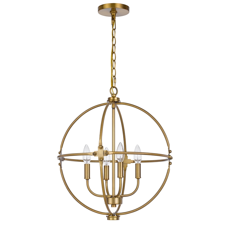 Shefy 18 Inch Chandelier-Locked Ring Candelabra Design-Brass Metal