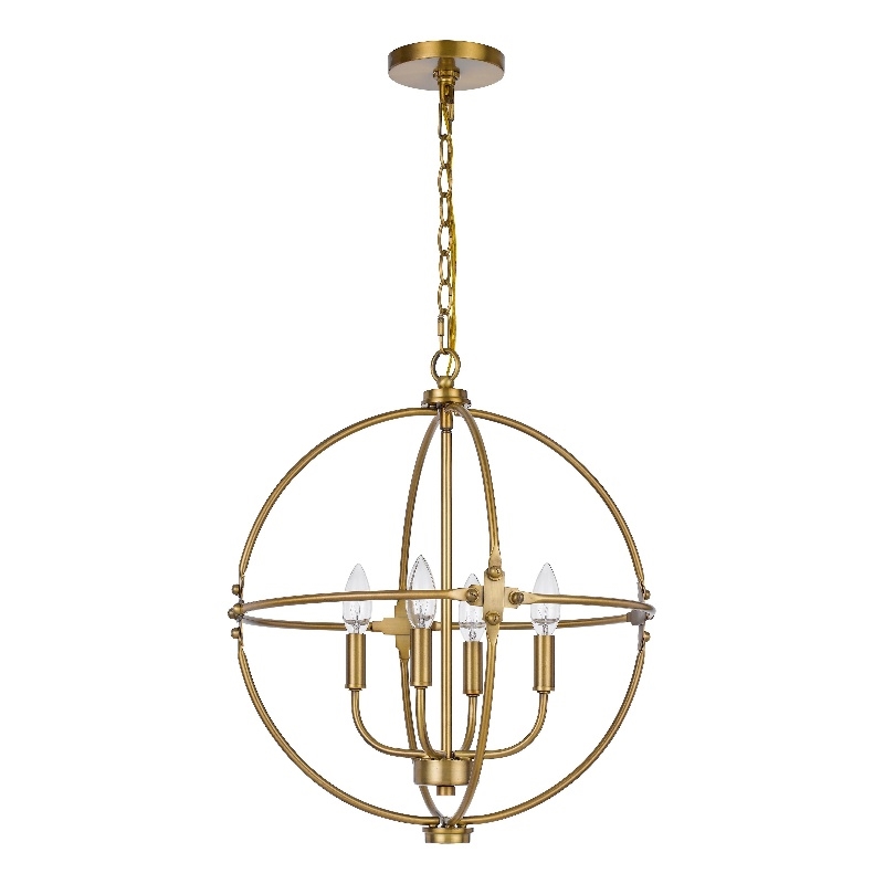 Shefy 18 Inch Chandelier-Locked Ring Candelabra Design-Brass Metal
