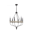 Omy 26 Inch Chandelier-Distressed Wood Wheel Candelabra Design-Black