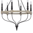 Omy 26 Inch Chandelier-Distressed Wood Wheel Candelabra Design-Black