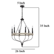 Omy 26 Inch Chandelier-Distressed Wood Wheel Candelabra Design-Black
