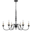 Rino 36 Inch Chandelier-Brass Candelabra Sleeve Accents-Black Metal