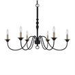 Rino 36 Inch Chandelier-Brass Candelabra Sleeve Accents-Black Metal