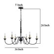 Rino 36 Inch Chandelier-Brass Candelabra Sleeve Accents-Black Metal