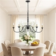 Rino 36 Inch Chandelier-Brass Candelabra Sleeve Accents-Black Metal