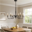 Rino 36 Inch Chandelier-Brass Candelabra Sleeve Accents-Black Metal