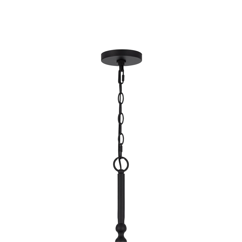 Rino 36 Inch Chandelier-Brass Candelabra Sleeve Accents-Black Metal