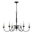 Rino 36 Inch Chandelier-Brass Candelabra Sleeve Accents-Black Metal