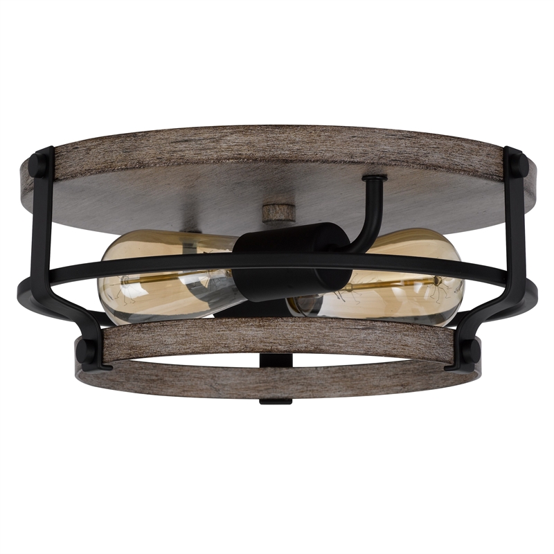 Weny 13 Inch Flush Mount Ceiling Light Fixture-Brown and Black Round