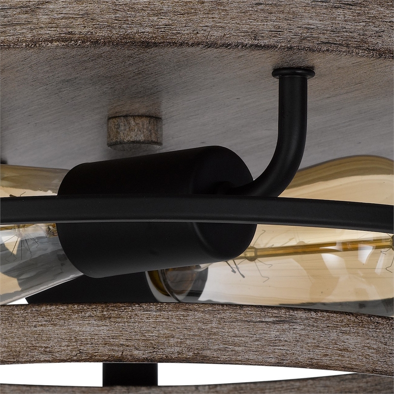 Weny 13 Inch Flush Mount Ceiling Light Fixture-Brown and Black Round