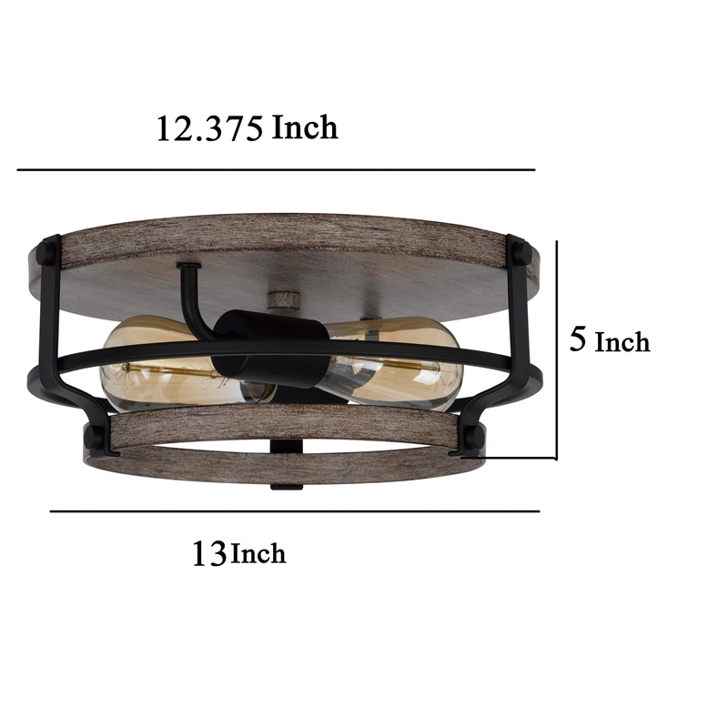 Weny 13 Inch Flush Mount Ceiling Light Fixture-Brown and Black Round