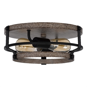 Weny 13 Inch Flush Mount Ceiling Light Fixture-Brown and Black Round