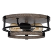 Weny 13 Inch Flush Mount Ceiling Light Fixture-Brown and Black Round