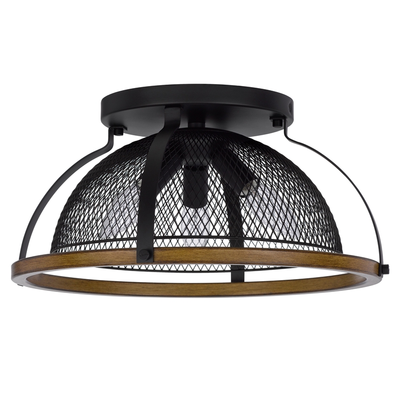 Monty 16 Inch Semi Flush Ceiling Mount Light Fixture-Black Mesh Shade
