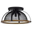 Monty 16 Inch Semi Flush Ceiling Mount Light Fixture-Black Mesh Shade
