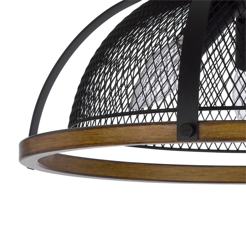 Monty 16 Inch Semi Flush Ceiling Mount Light Fixture-Black Mesh Shade