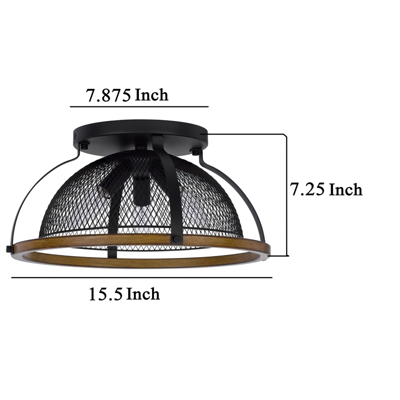 Monty 16 Inch Semi Flush Ceiling Mount Light Fixture-Black Mesh Shade
