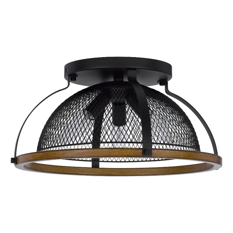 Monty 16 Inch Semi Flush Ceiling Mount Light Fixture-Black Mesh Shade