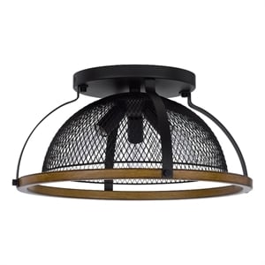 Monty 16 Inch Semi Flush Ceiling Mount Light Fixture-Black Mesh Shade