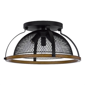 Monty 16 Inch Semi Flush Ceiling Mount Light Fixture-Black Mesh Shade