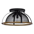 Monty 16 Inch Semi Flush Ceiling Mount Light Fixture-Black Mesh Shade