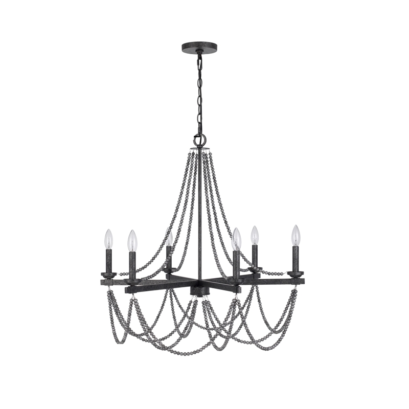 Tura 30 Inch Chandelier-Classic Chrome Beaded Candelabra Design