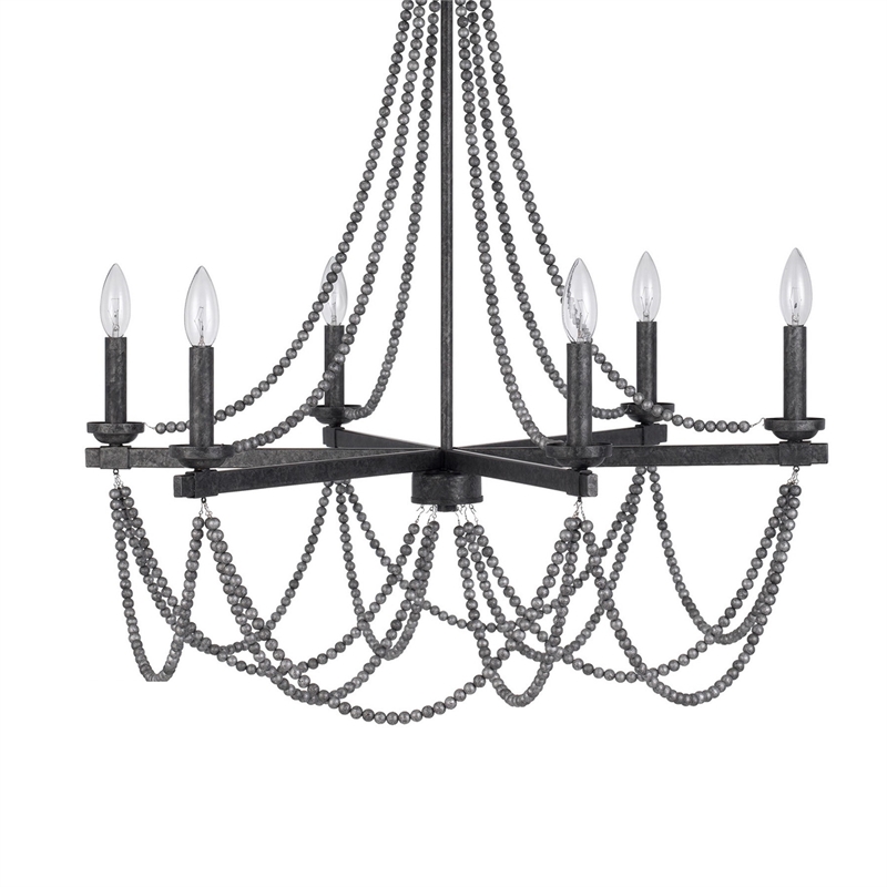 Tura 30 Inch Chandelier-Classic Chrome Beaded Candelabra Design