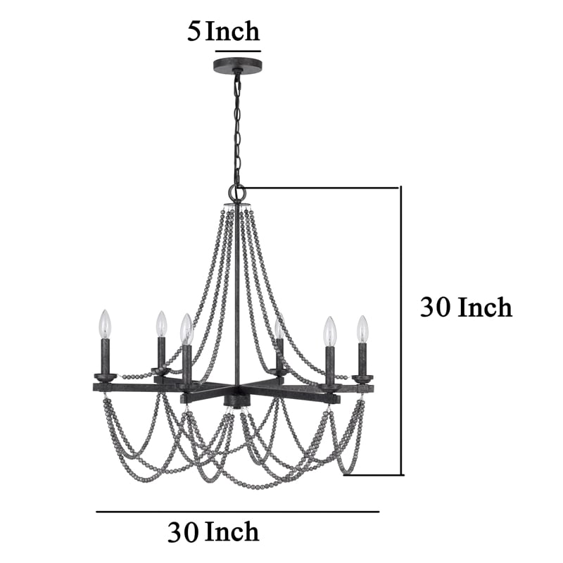 Tura 30 Inch Chandelier-Classic Chrome Beaded Candelabra Design