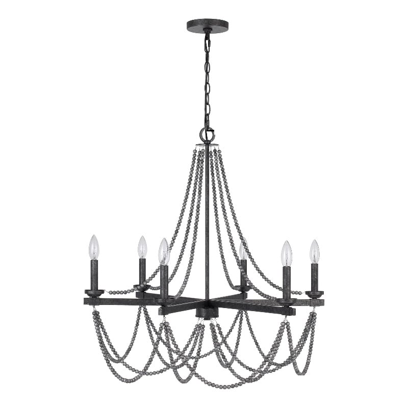 Tura 30 Inch Chandelier-Classic Chrome Beaded Candelabra Design