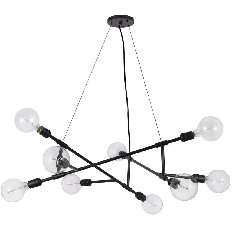 Sena 36 Inch Chandelier-Sputnik Style w Canopy-Charcoal Gray Metal