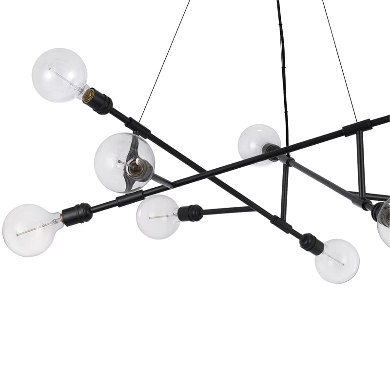 Sena 36 Inch Chandelier-Sputnik Style w Canopy-Charcoal Gray Metal