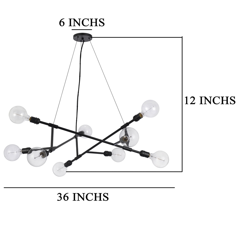 Sena 36 Inch Chandelier-Sputnik Style w Canopy-Charcoal Gray Metal