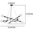 Sena 36 Inch Chandelier-Sputnik Style w Canopy-Charcoal Gray Metal