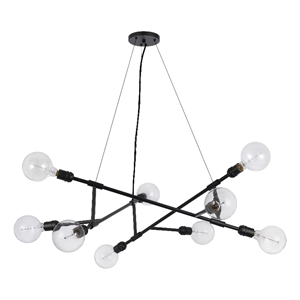 Sena 36 Inch Chandelier-Sputnik Style w Canopy-Charcoal Gray Metal