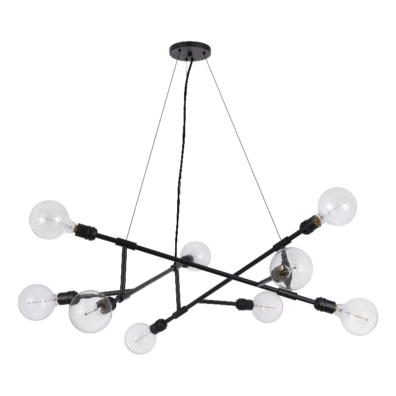 Sena 36 Inch Chandelier-Sputnik Style w Canopy-Charcoal Gray Metal