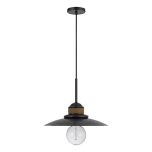 Oly 16 Inch Pendant Light w Burlap Rope Design-Dark Gray
