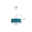 Sia Pendant Light Fixture w Blue Hardback Drum Shade-24 Inch Chrome