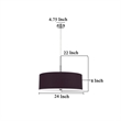 Sia Pendant Light Fixture w Plum Hardback Drum Shade-24 Inch Chrome