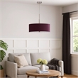 Sia Pendant Light Fixture w Plum Hardback Drum Shade-24 Inch Chrome