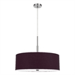 Sia Pendant Light Fixture w Plum Hardback Drum Shade-24 Inch Chrome