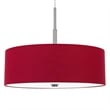 Sia Pendant Light Fixture w Red Hardback Drum Shade-24 Inch Chrome