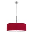 Sia Pendant Light Fixture w Red Hardback Drum Shade-24 Inch Chrome