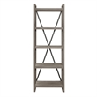 Rie 77 Inch Bookshelf- 4 Tiers - Metal X Shaped Support- Rustic Gray Wood
