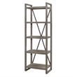Rie 77 Inch Bookshelf- 4 Tiers - Metal X Shaped Support- Rustic Gray Wood