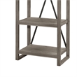 Rie 77 Inch Bookshelf- 4 Tiers - Metal X Shaped Support- Rustic Gray Wood