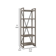 Rie 77 Inch Bookshelf- 4 Tiers - Metal X Shaped Support- Rustic Gray Wood