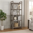 Rie 77 Inch Bookshelf- 4 Tiers - Metal X Shaped Support- Rustic Gray Wood