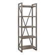 Rie 77 Inch Bookshelf- 4 Tiers - Metal X Shaped Support- Rustic Gray Wood